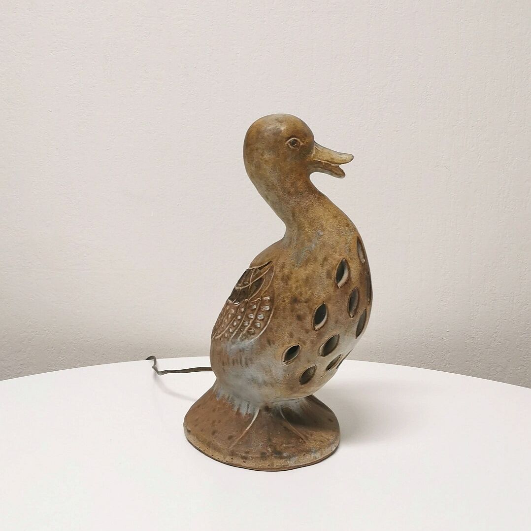 Ceramic duck lamp, Agnès Escala, 1960