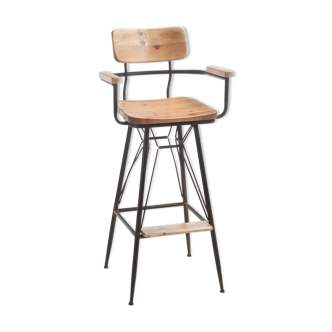 Tabouret de bar en fer et bois