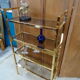 Shelf metal gilded smoked glasses 70's