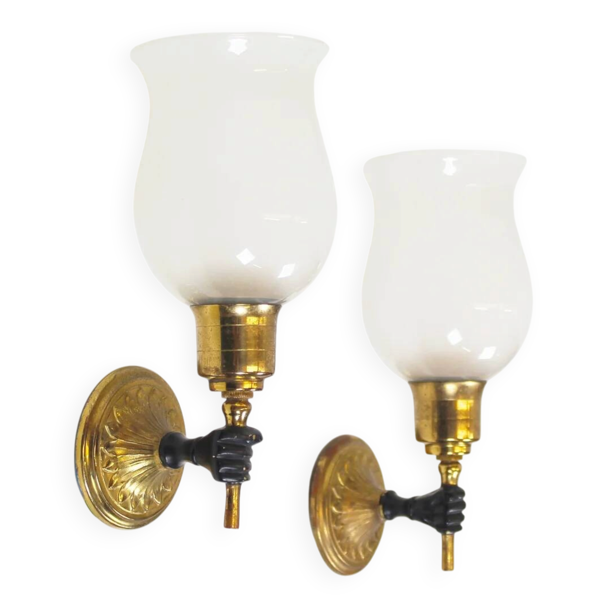 Paire de lampes murales 'torche' dans le style de Maison Jansen