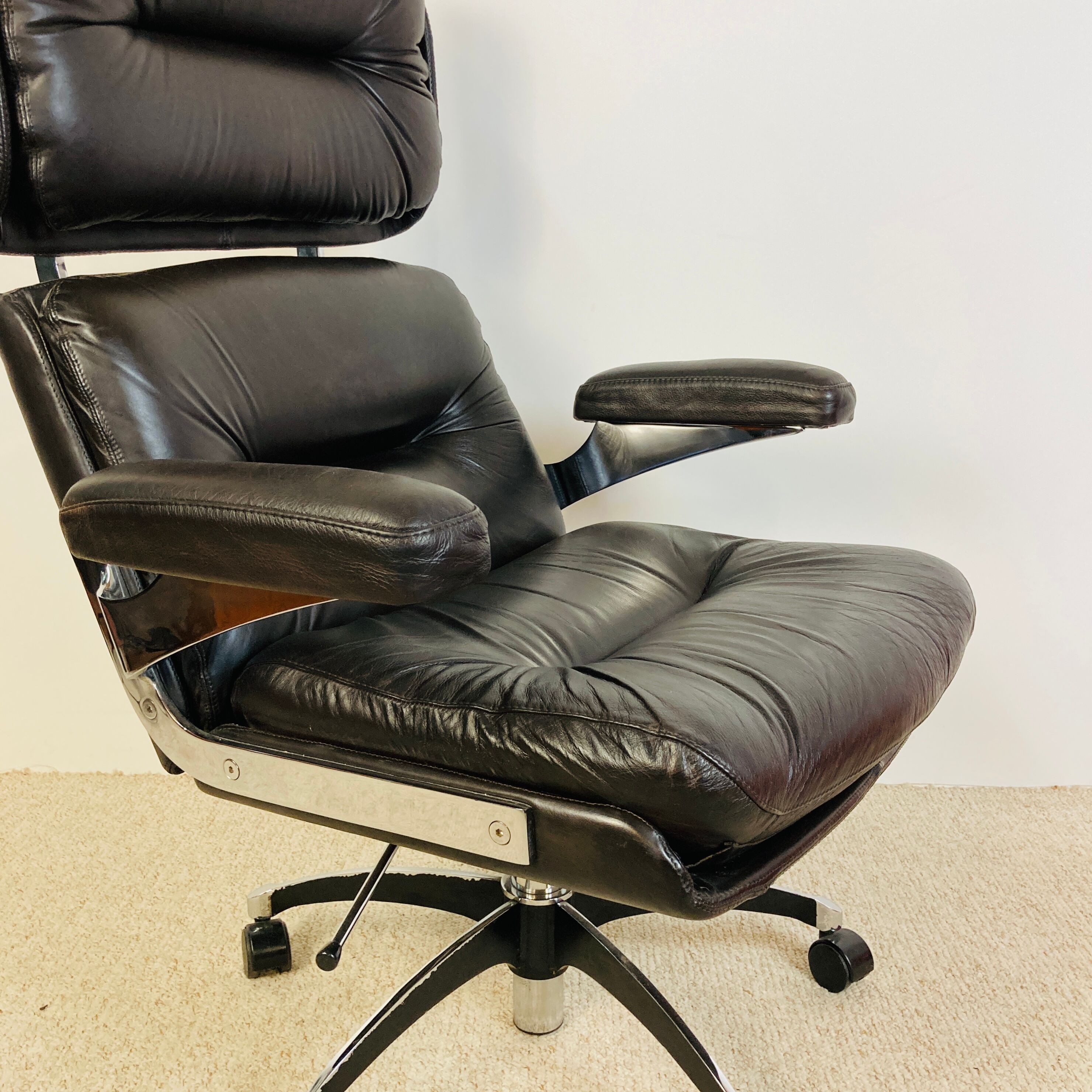 Leather office chair, martin Stoll design, 1970