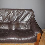 Canapé Brutaliste en Cuir vers 1970