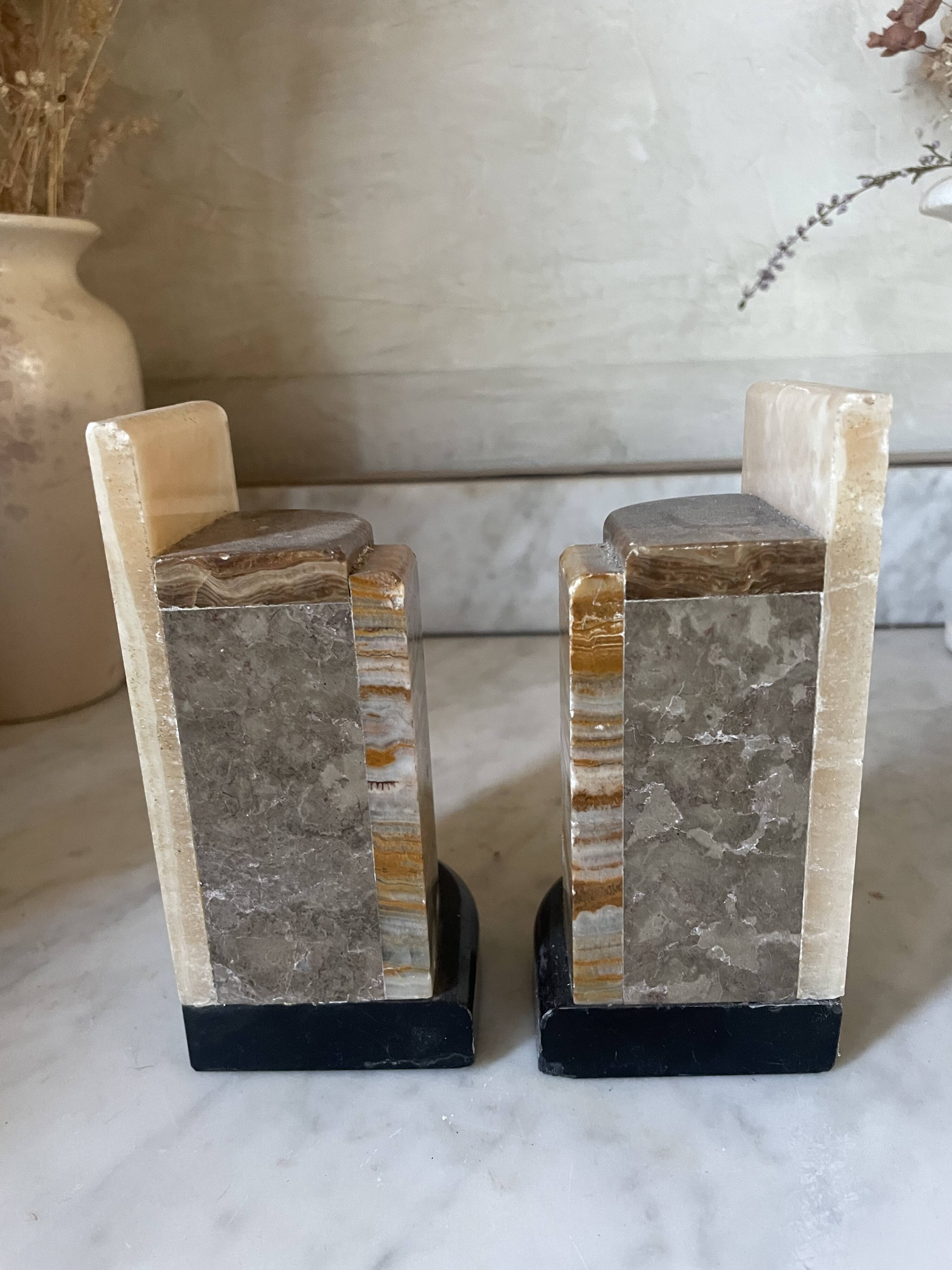 Art Deco pair of onyx bookends