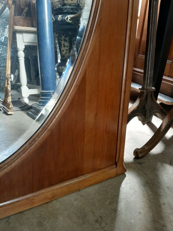 Miroir de style louis xvi biseauté en noyer - 95x152cm