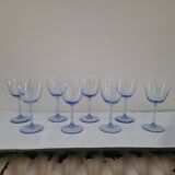 8 blue-tinted glass goblets – 1960s