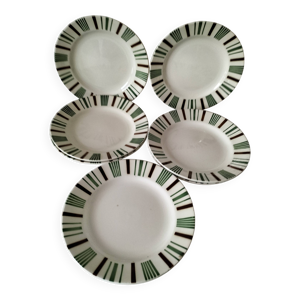 8 assiettes plates vintage - digoin sarreguemines