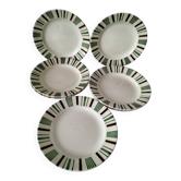 8 vintage flat plates Sarreguemines Digoin model 5329