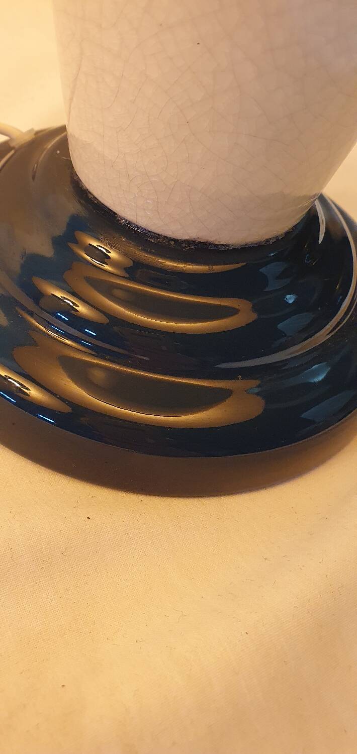 Set 2 lampes de table vintage Français Chatain 68 cm bleu