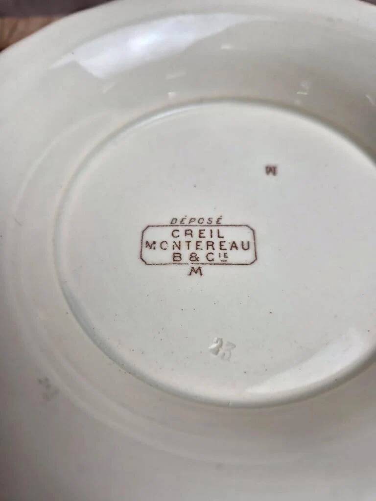Antique compote dish Creil et Montereau B & Cie – fine polychrome earthenware 19th century