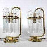 Vintage Italian pair of Signed brass table lamps by Sciolari. Italy 1970s
