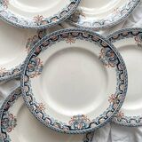 6 flat plates in ironstone "Diderot" Longwy