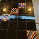 Dining table with metal base in X and painted ceramic tile cladding, 50s.