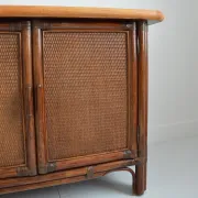 Buffet / Enfilade bois et rotin 1960 / 1970 vintage