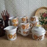 Ensemble 11 tasses à café, sucrier et pichet à lait Wunsiedel Bavaria vintage