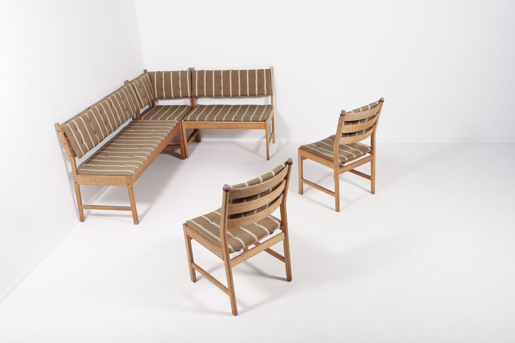 Bench in 3 elements and pair of chairs by Kurt Østervig for KP Møbler Denmark 1960
