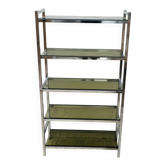Vintage Italian design shelf in chrome and smoked glass from the 1970s.