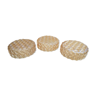 Trois plafonniers en verre soufflé