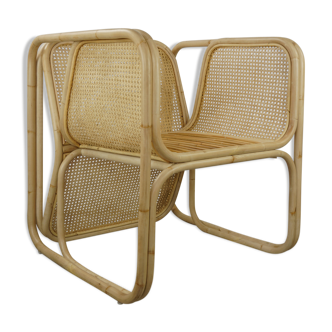 Rattan and caning armchair