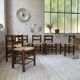 6 straw and oak chairs, mountain furniture