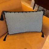 Rectangular cushion, cover and insert, black and white. Alexandra model