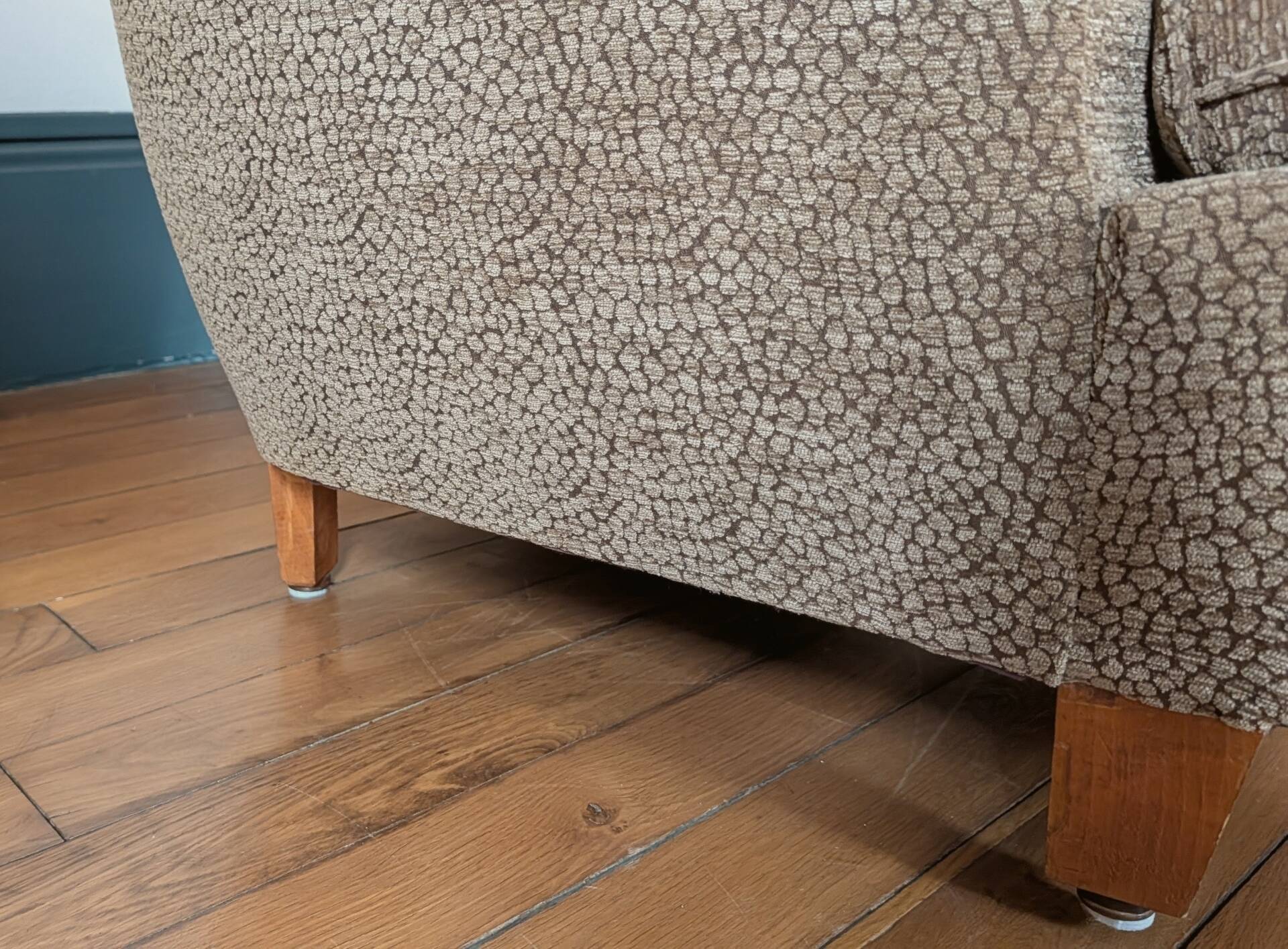 Pair of brown chenille velvet lounge chairs