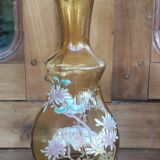 Ancien vase décor floral émaillé