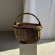 Large antique woven wicker basket with handle H45 L43 D25