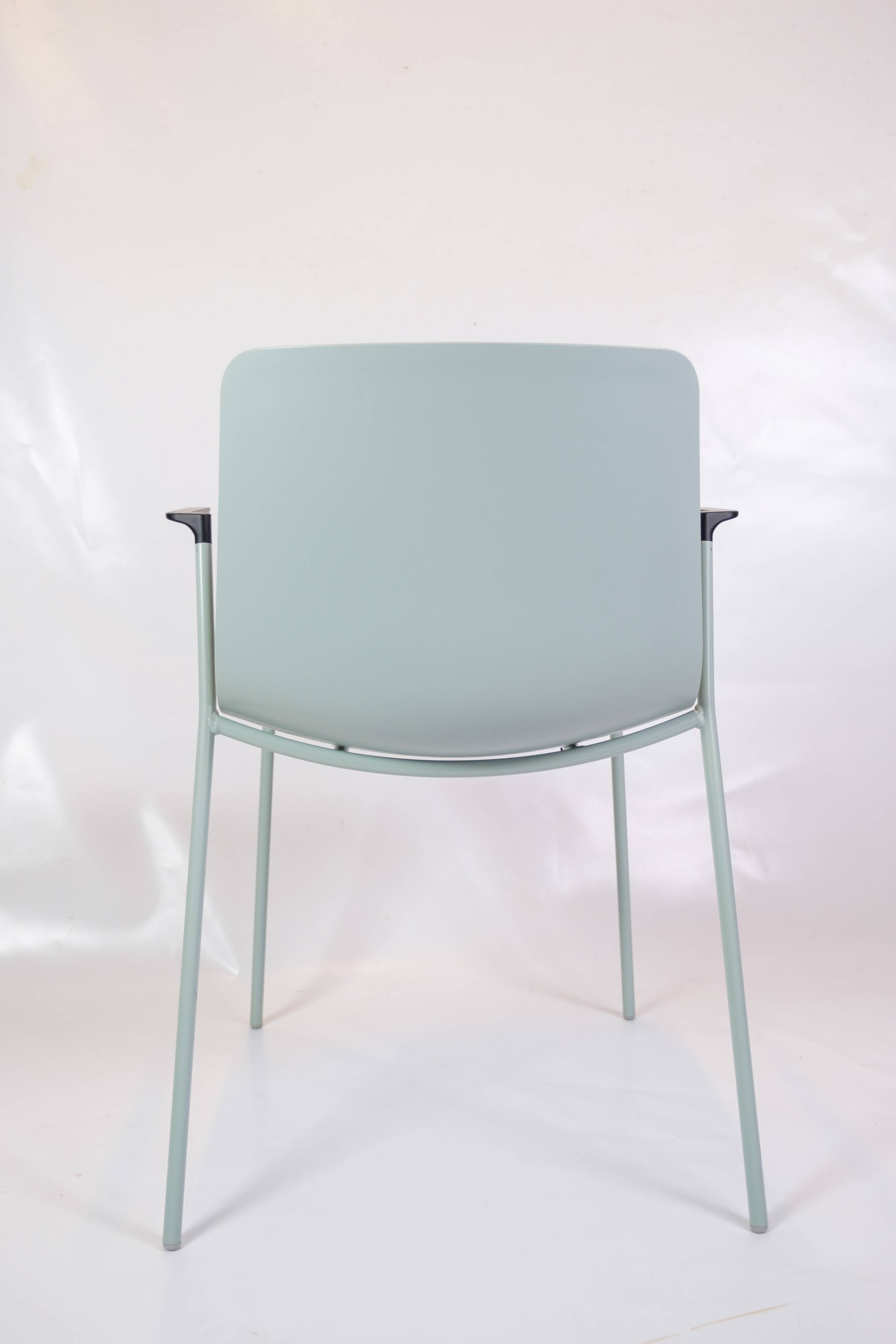 Set Of 6 Pato Chairs Lacquered In Blue With Black Armrests By Hee Willing & Ludvik For Fritz Hansen