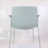 Set Of 6 Pato Chairs Lacquered In Blue With Black Armrests By Hee Willing & Ludvik For Fritz Hansen