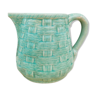 Celadon blue pitcher by Digoin Sarreguemines