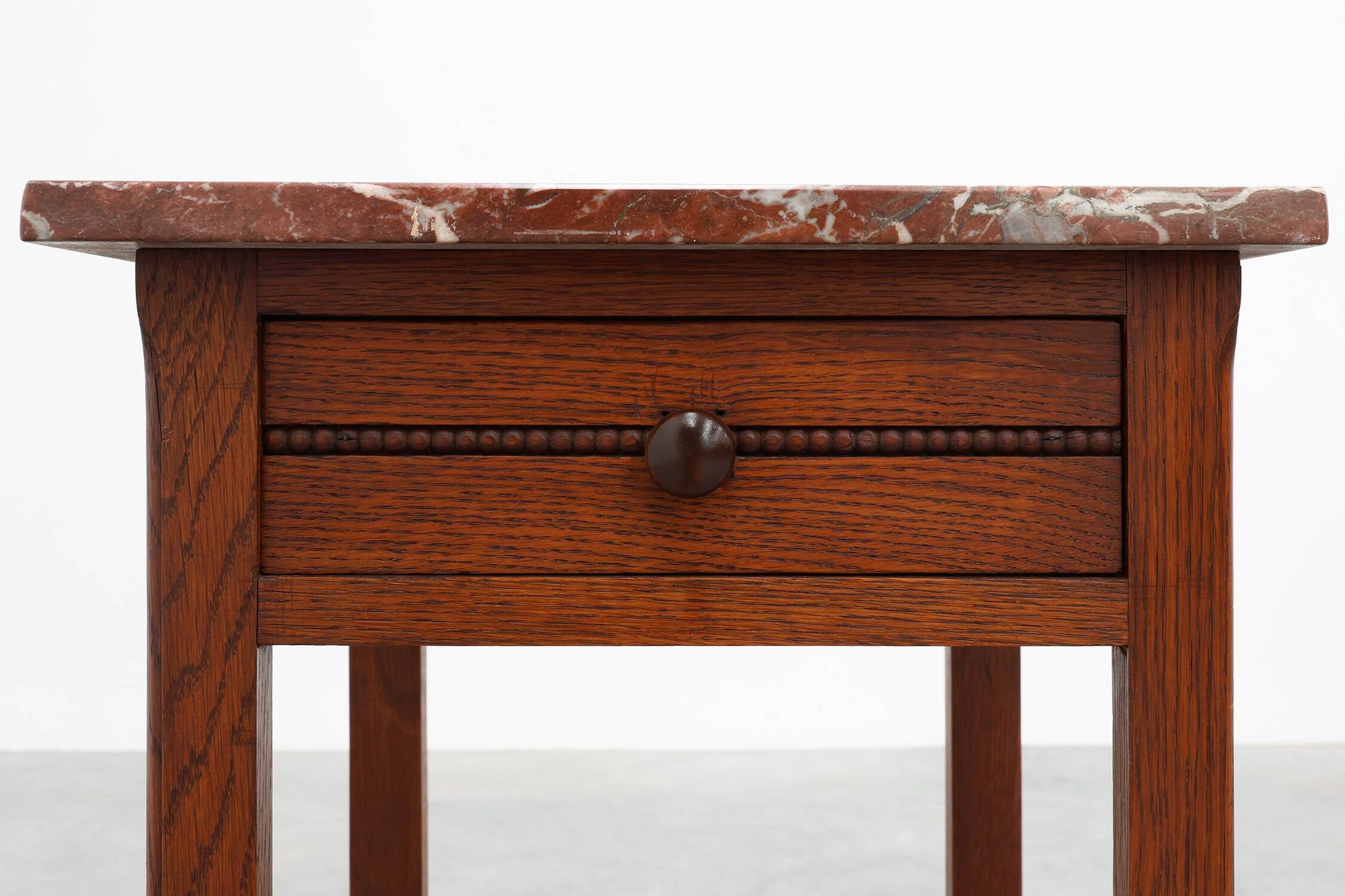 Art Deco Wood and Terracotta Marble Top Nightstand, France 1920s