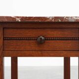Art Deco Wood and Terracotta Marble Top Nightstand, France 1920s