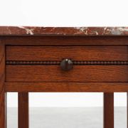 Art Deco Wood and Terracotta Marble Top Nightstand, France 1920s