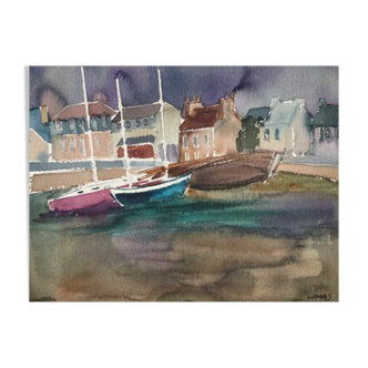 Watercolor "Breton Port"