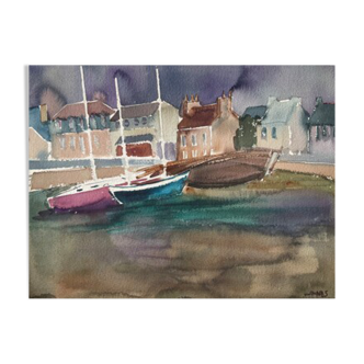 Watercolor " Port breton "