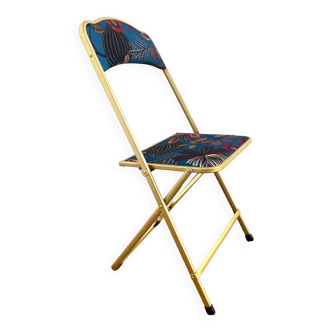 Chaise pliante vintage upcyclée - Orphée bleu