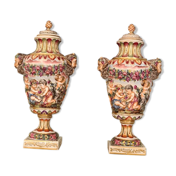 Pair of Capodimonte vases, second half of the 19th century
