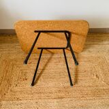 Rattan coffee table black metal base