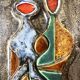 Cubist wall sculpture in glazed terracotta. Germany, 1950s.