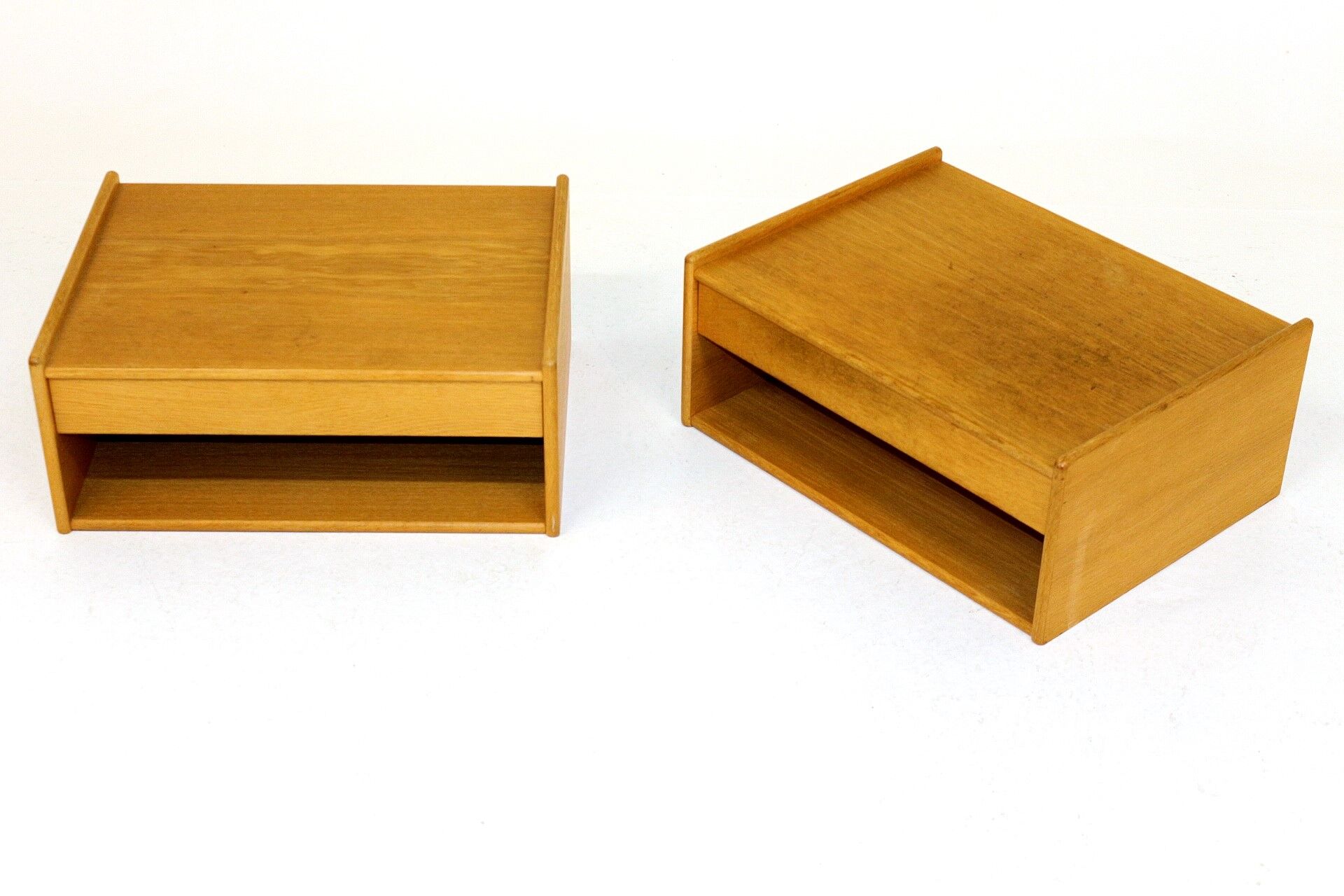 Oak hanging bedside tables 1960