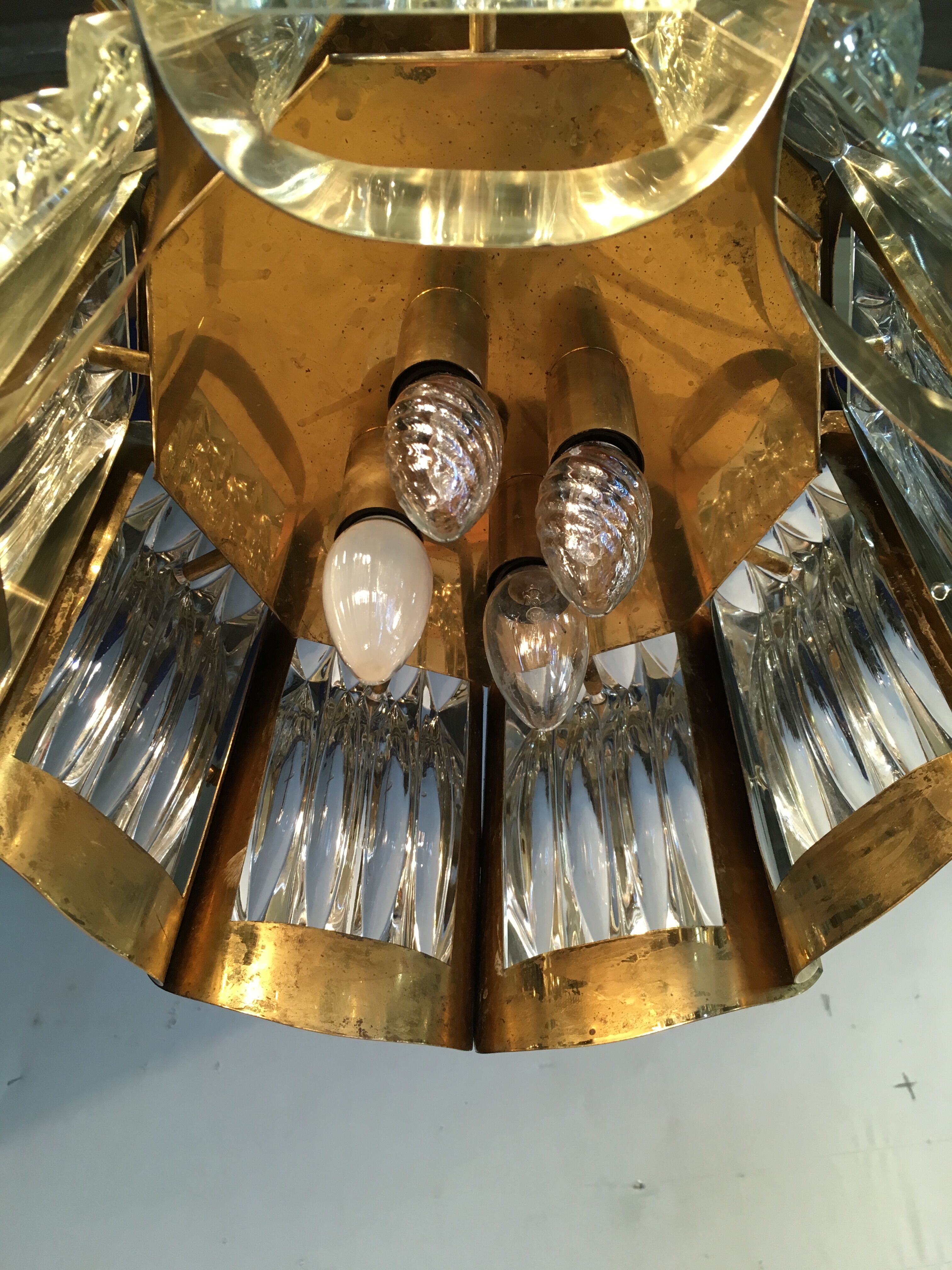 Art deco brass chandelier