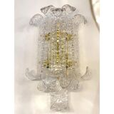 Lot of 4 of Contemporary Transparent "Lingue" Murano Style Glass Wall Lamp