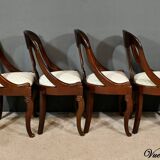 Set of 4 Gondola Chairs in Mahogany, Restoration period – Part 1, 19th century