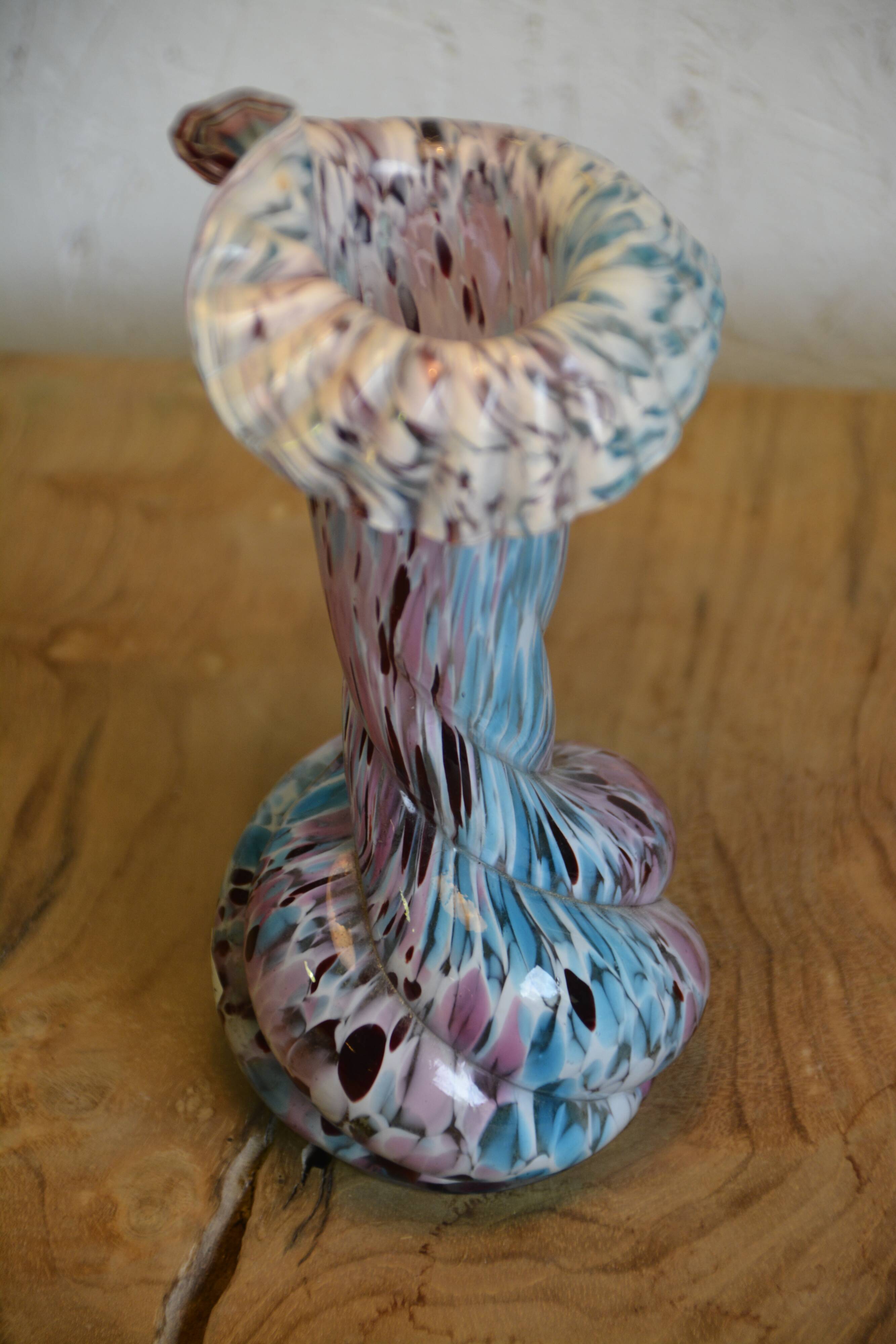 Pink and twisted blue vase