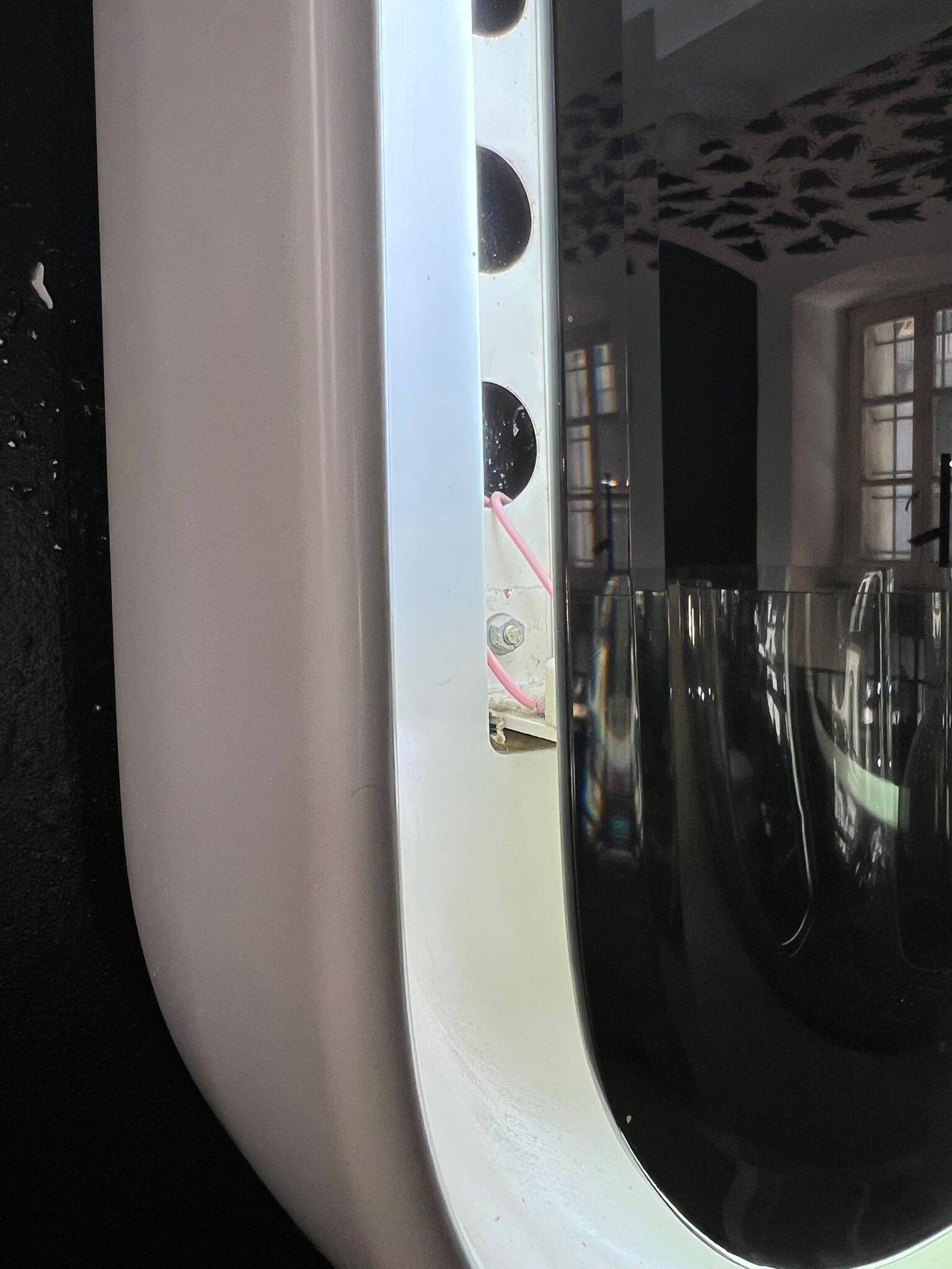 Fiberglass backlit mirror Italy 70s