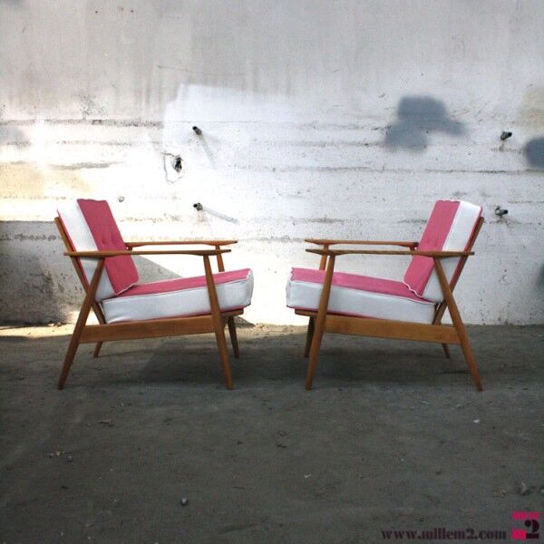 Fauteuil scandinave vintage rose