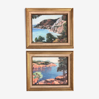 Côte d'Azur by Odette de Bosch , 2 paintings.