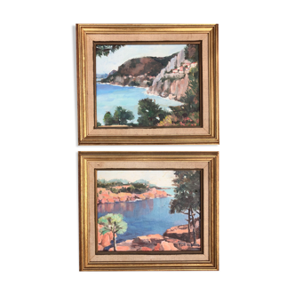 Côte d'Azur by Odette de Bosch , 2 paintings.