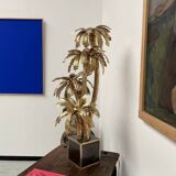 Brass palm tree table lamp with 4 trunks