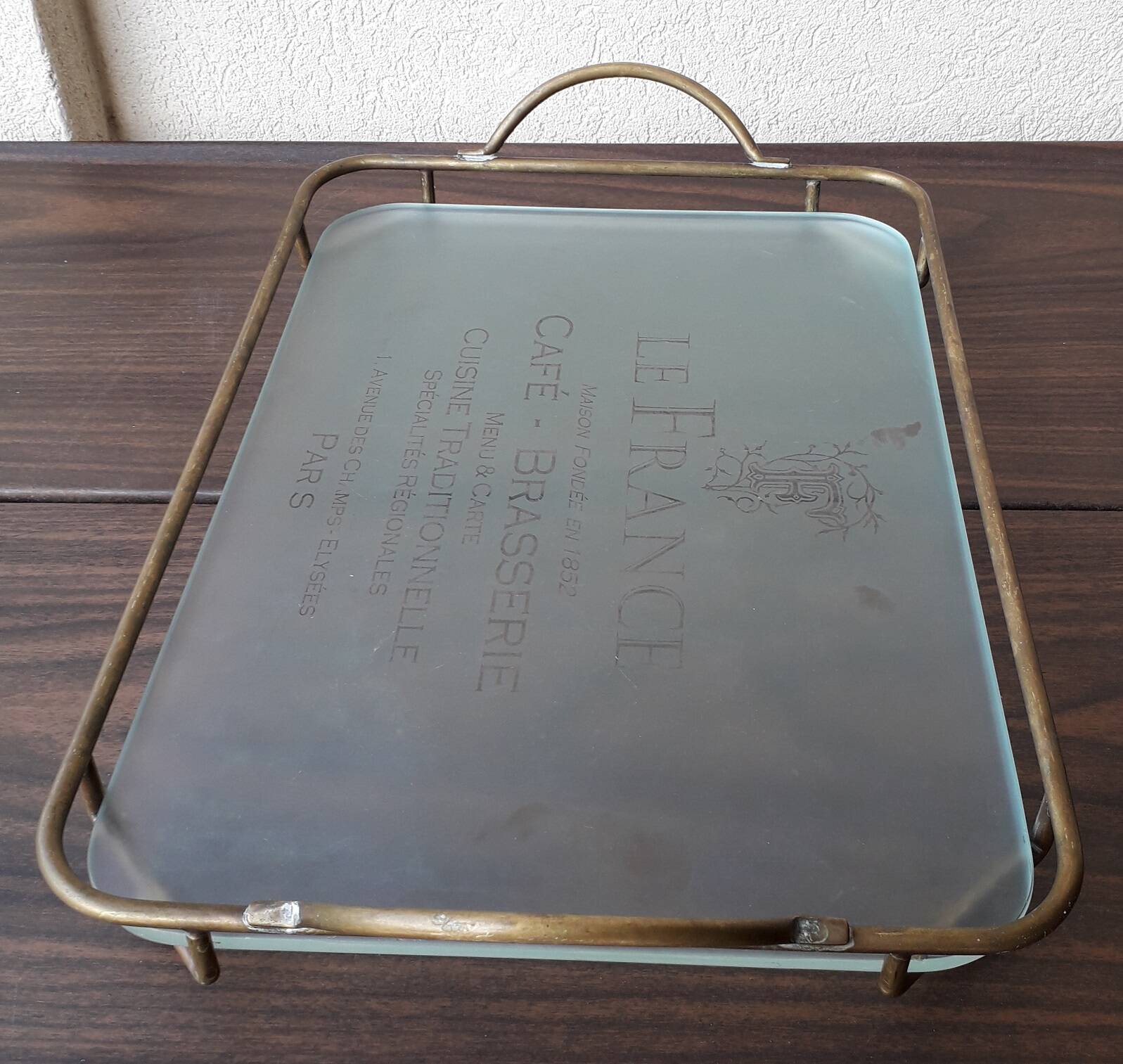 Glass and metal tray "Le France"
